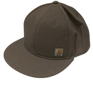 Carhartt Firm Duck Flat Brown Snapback Hat 100% Cotton Men OS Casual Snapback